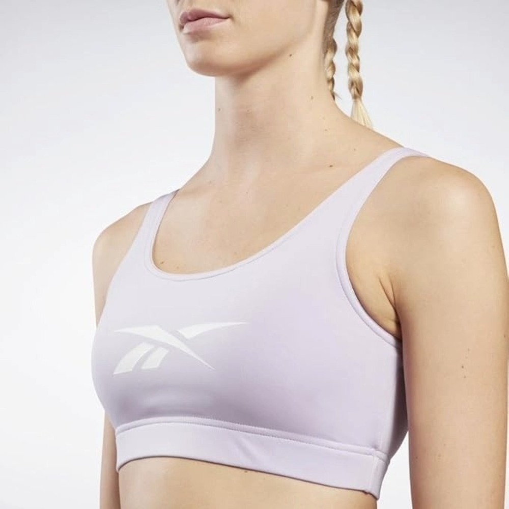 Reebok Women ID Train Big Lo Sports Bra Purple Oasis Light Support Size S New
